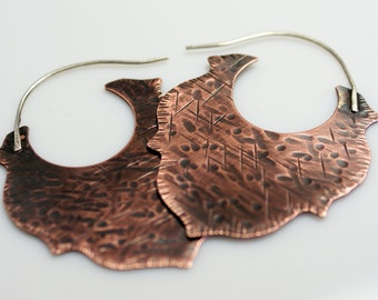 Copper Bohemian stamped earrings