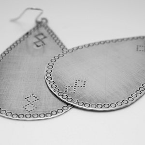 Argentium silver large pear drop earrings hand texturized and oxidized image 3