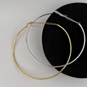 Zarte Draht Kreis Choker Halskette, Minimalistische runde Damen Halskette, 24K Gold oder 925 Silber überzogen, schlanker Statement Schmuck für Sie