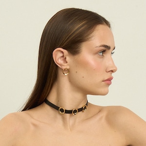 Thin Black Leather O-Ring Choker, Soft Skinny Collar Necklace, Adjustable Gothic Choker, Minimalist Punk Choker, Handmade Strap Choker