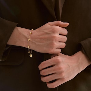 Satellite Chain Bracelet, Beaded Chain Bracelet, 24 k Gold or 925 Silver Plated Satellite Bracelet, Delicate Bracelet, Layering Bracelet