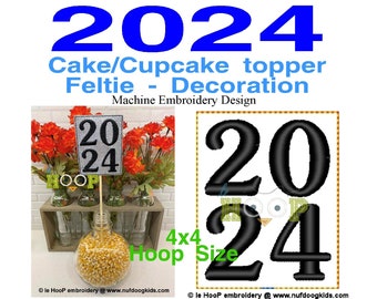 4x4 Machine Embroidery Design 2024 cake topper Graduation feltie decoration ITH in the hoop