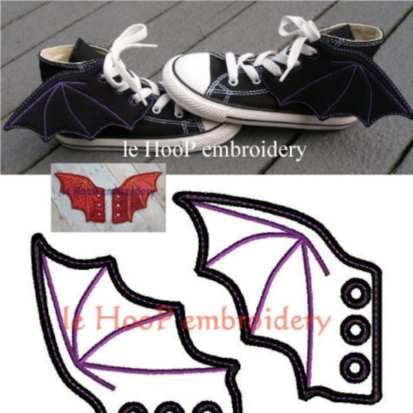 4x4 5x7 BAT DRAGON Shoe Wings Machine Bordado En el aro Diseño Gótico Disfraz superhéroe cosplay Steampunk Fantasía shoelace charm