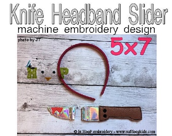Knife Headband Slider Machine Applique Embroidery design ITH In The Hoop cosplay goth halloween