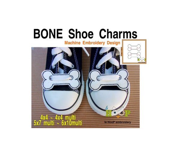 BONE Shoe Charms Tags ITH Machine Embroidery Applique Design - Etsy