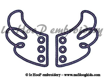 4x4 5x7 SWIRLY Angle/Fairy Shoe Wings Machine Embroidery In-The-Hoop Design Goth Costume Hero Steampunk Fantasy