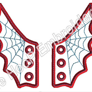 4x4 5x7 SPIDER WEB Shoe Wings Machine Embroidery In Hoop Design Goth Costume Superhero cosplay Steampunk Fantasy Spiderman inspired shoelace image 4