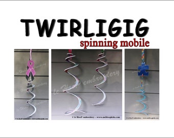 ITH TWIRLIGIG Spinning Mobile Machine Embroidery Applique In-The-Hoop Design 4x4 5x7 Wind Spiral