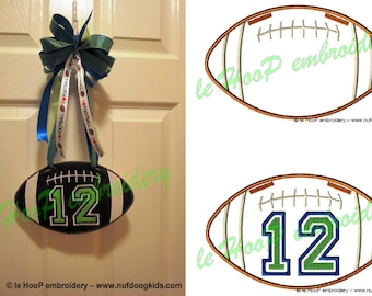 HANGING FOOTBALL Machine Embroidery In Hoop Design 4x4 5x7 6x10 7x12 10x14 ITH  Superbowl 12 Fan Seahawk Seattle Patriots