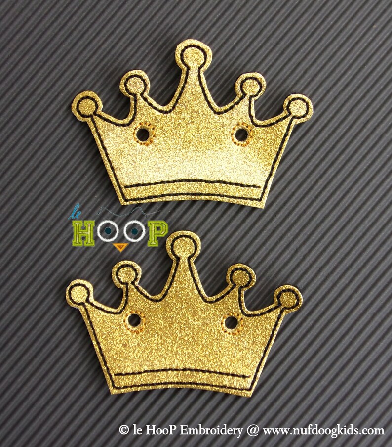 CROWN Shoe Charms Wings Tags Machine Applique Embroidery design ITH In The Hoop cosplay queen king royalty shoelace halloween image 5