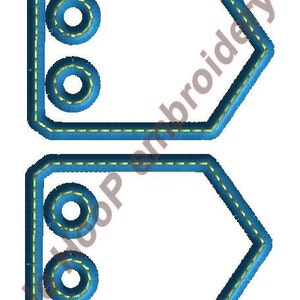 Blank Point shape TAGS Shoe Charms Machine Embroidery In-Hoop Design Monogram 4x4 5x7 6x10 ITH Costume custom personalize bag backpack Wings