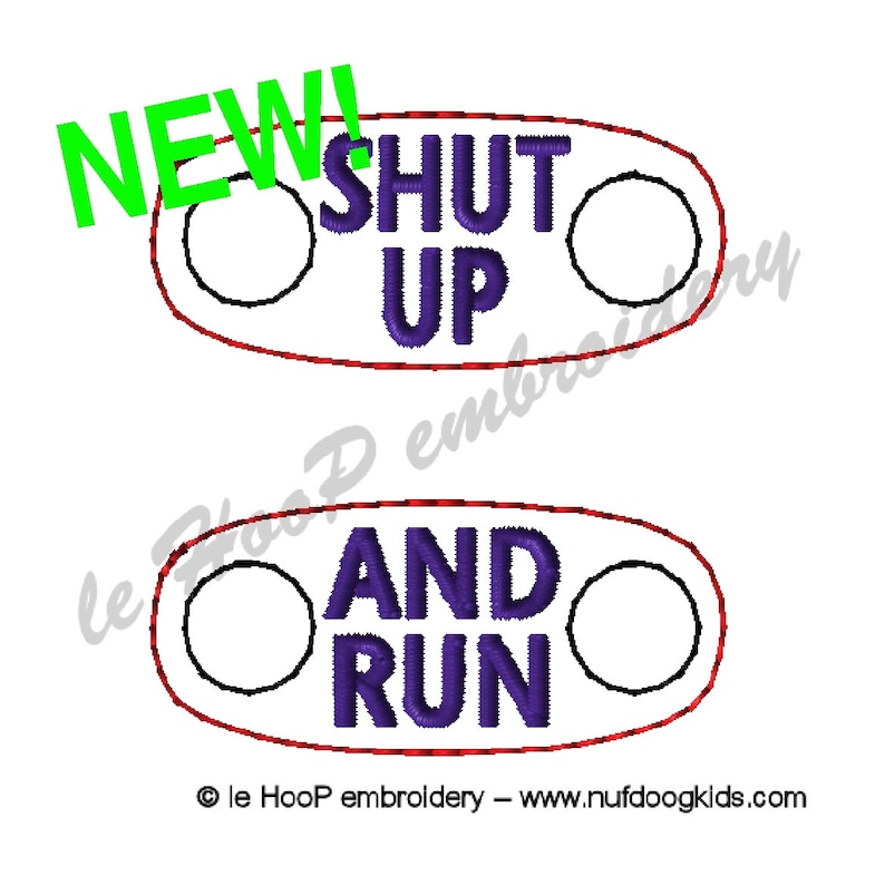 4x4 Oval Shoe Tags Machine Applique Embroidery design ITH In The Hoop Charms Blank and SHUT UP shoelace image 3