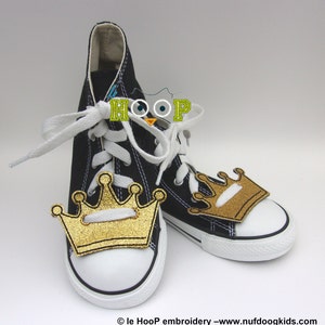 CROWN Shoe Charms Wings Tags Machine Applique Embroidery design ITH In The Hoop cosplay queen king royalty shoelace halloween image 6