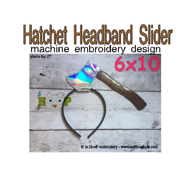 Hatchet Headband Slider Machine Applique Embroidery design ITH In The Hoop cosplay goth halloween image 1