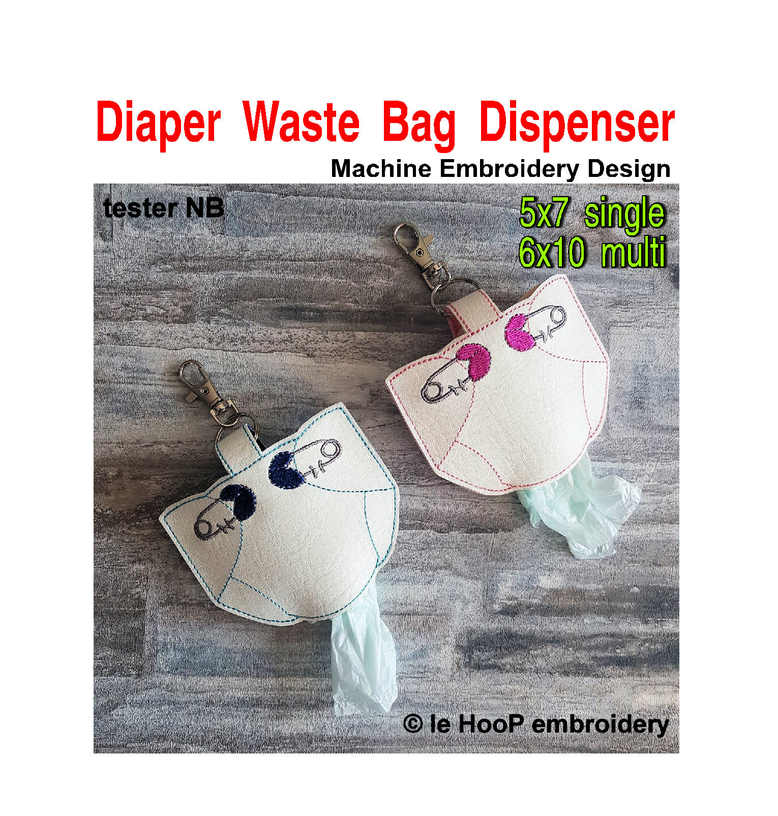 ITH Diaper Waste Bag Dispenser Holder Machine Embroidery Etsy