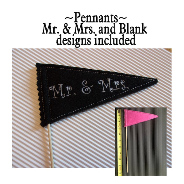 5x7 multi Mr. & Mrs. and Blank PENNANT In-The-Hoop Design