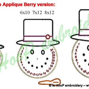 SNOWMAN COUNTDOWN Machine Embroidery In Hoop Design 5x7 6x10 7x12 8x12 12x17 ITH clock Christmas image 7