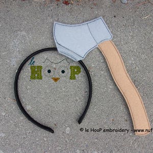 Hatchet Headband Slider Machine Applique Embroidery design ITH In The Hoop cosplay goth halloween image 4