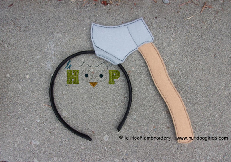 Hatchet Headband Slider Machine Applique Embroidery design ITH In The Hoop cosplay goth halloween image 4