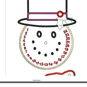 SNOWMAN COUNTDOWN Machine Embroidery In Hoop Design 5x7 6x10 7x12 8x12 12x17 ITH clock Christmas image 8