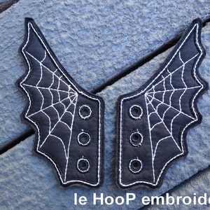 4x4 5x7 SPIDER WEB Shoe Wings Machine Embroidery In Hoop Design Goth Costume Superhero cosplay Steampunk Fantasy Spiderman inspired shoelace image 3