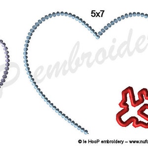 Valentine Plane Heart Trail Machine Embroidery Applique Design 4x4 5x7