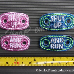 4x4 Oval Shoe Tags Machine Applique Embroidery design ITH In The Hoop Charms Blank and SHUT UP shoelace image 5