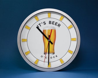 It's Beer O'clock Beer Lovers Wall Clock 10 inch Wall Clock Home Decor