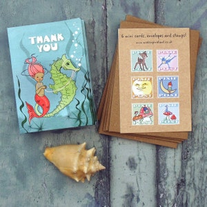 Mini Seahorse Bedankkaartjes met pixie postzegels