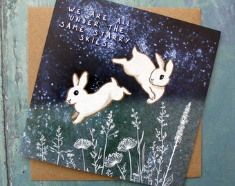 Two Starry Rabbits card