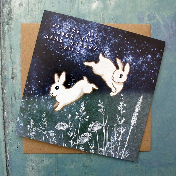 Two Starry Rabbits card