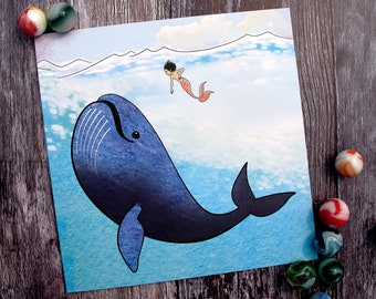 Whale and MerBoy card