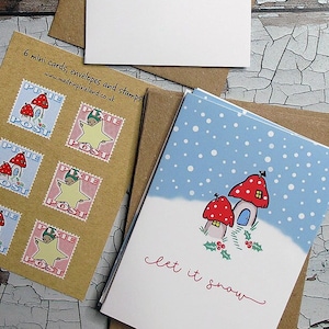 Mini-cartes de champignon vénéneux festif avec tampons