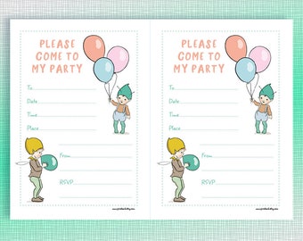 Invitations Pixie Party à télécharger