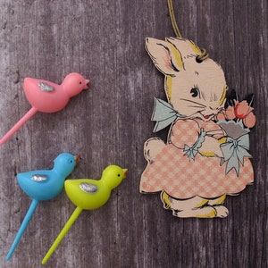 Easter Kitsch Bunny Wooden Hanging Decoration