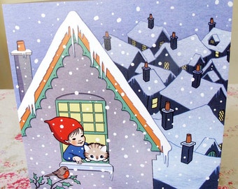 Snowy night card