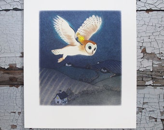 Owl and Pixie unframed print