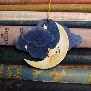 Moon and Cloud Wooden Hanging Decoration