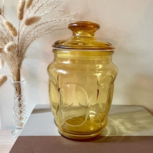 Vintage LE Smith Amber Glass Apothecary Jar