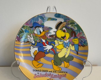 Vintage Donald Duck 50th Birthday Plate, Joe Carioca Saludos Amigos • Disney Collector’s Plate