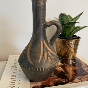 Vintage Handmade Clay Pottery Jug Pitcher Vase
