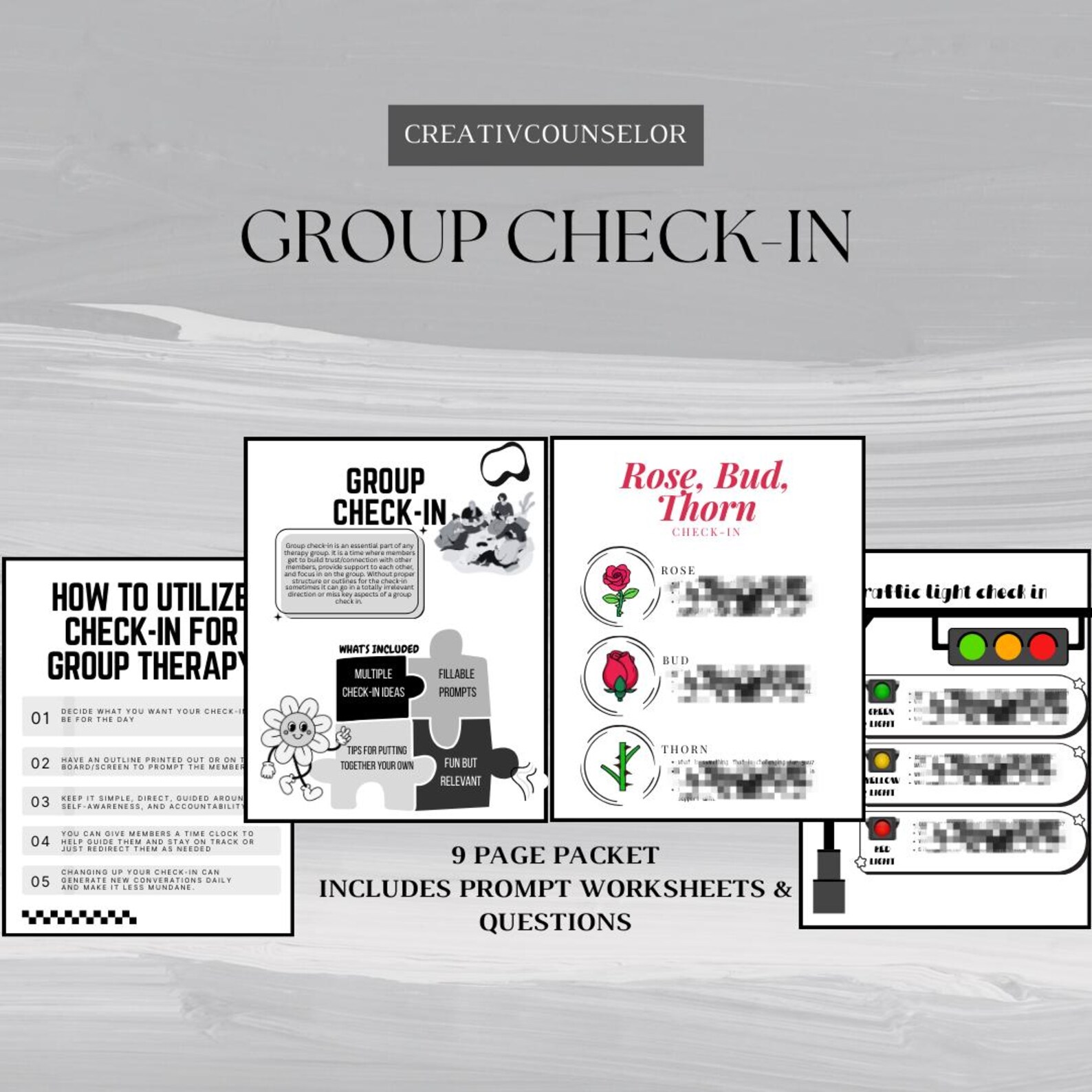 Group Therapy Check-in Packet, IOP, Counseling Prompts & Questions - Etsy