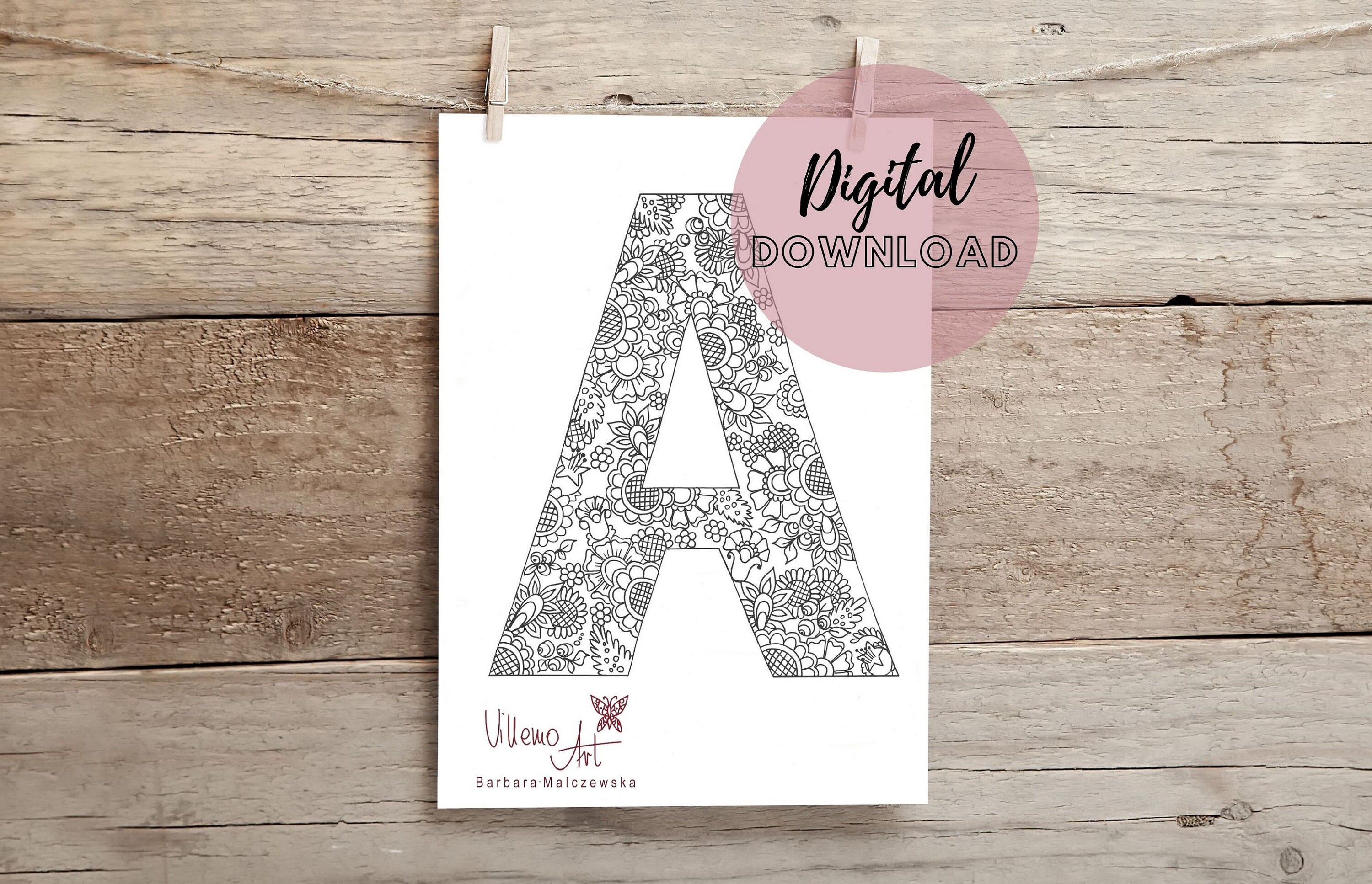 Printable Coloring Page, LETTER A, Instant Digital Download (JPG and ...