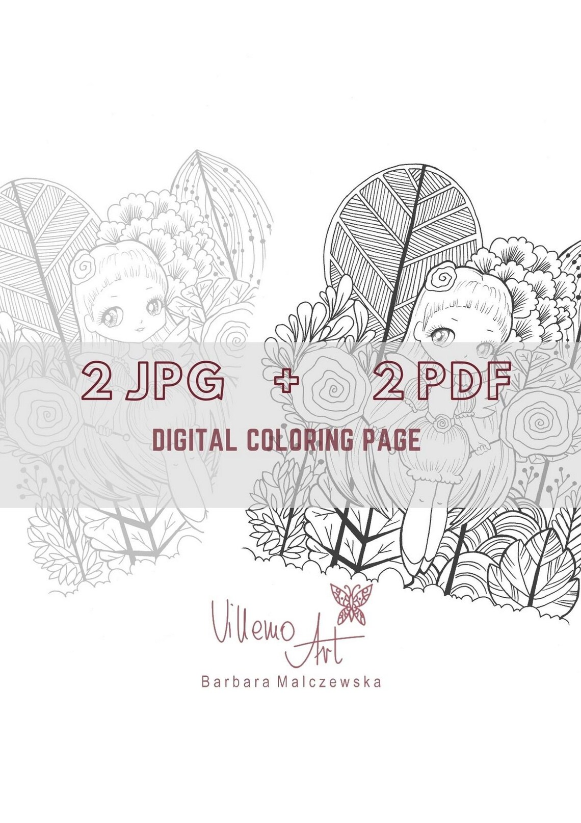 Printable Coloring Page Manga Style Art Digital Painting - Etsy