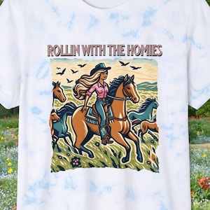 Rolling With The Homies Unisex Adult Tie Dyed T Shirt, Bella+Canvas