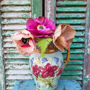 Papaveri di carta crespa fatti a mano - Composizione floreale realistica, arredamento unico per la casa, regalo ecologico, bouquet di fiori di campo, fiori eterni