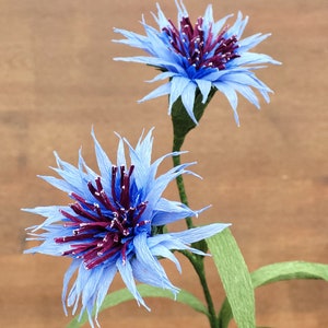 Fiordaliso di carta crespa fatto a mano - Decorazione realistica di fiori di campo blu, composizione floreale unica, regalo ecologico