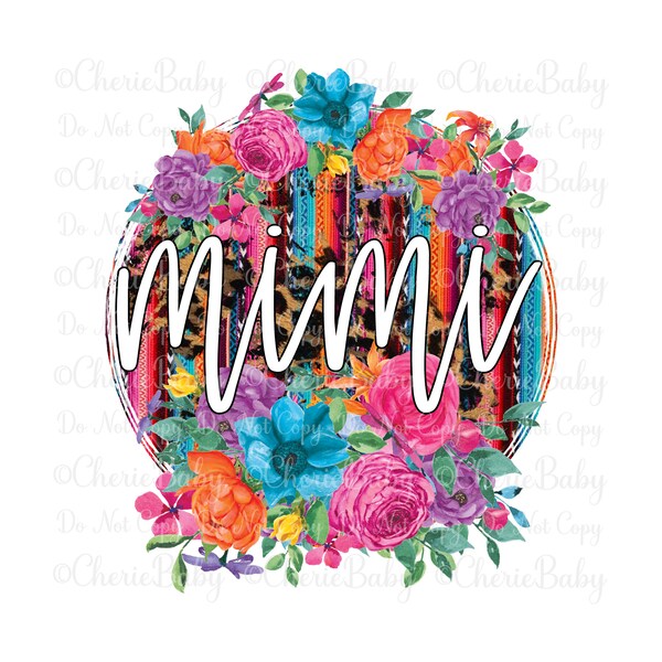 Mimi Sublimation Design, Printable png, Digital Download, Serape Stripe and Leopard, Bright Fiesta Design, Mimi Shirt Design, Mother's Day