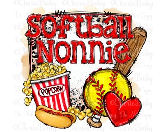 Softball Nonnie png, Sublimation Design, Digital Download, Hot Dog, Popcorn, Leopard print, Softball Printable png, Grandmother shirt design