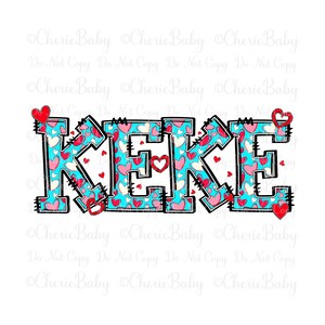 Keke Sublimation Design, Printable Png, Digital Download, Hearts &amp; Blue ...